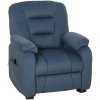 HOMCOM Sillón Relax Reclinable Eléctrico Silencioso con Función Memoria Reposapiés Mando a Distancia Bolsillos Laterales Azul(m-1)
