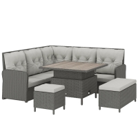 Outsunny 6 Pieces Outdoor PE Rattan Garden Furniture, Patio Wicker Sectional Conversation Corner Sofa