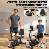 SPORTNOW Liegeergometer für Zuhause mit 8 verstellbar Widerstandsstufe Magnetbremse APP Pulssensor LCD-Display Fußriemen(m-7)