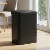 HOMCOM 40L Sensor Bin with Soft-Close Lid, Stainless Steel Automatic Touchless Motion Sensor Kitchen Bin, Black(m-2)