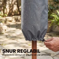 Outsunny Husă impermeabilă pentru umbrelă, protecție umbrelă cu fermoar și șnur, gri(m-6)