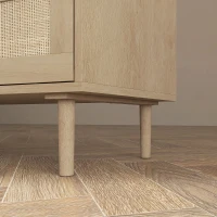 HOMCOM Cassettiera 6 Cassetti in Legno e Rattan Stile Boho per Soggiorno e Camera da Letto, 110x40x75 cm(m-7)