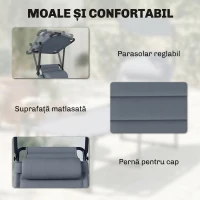 Outsunny Sezlong pliabil reglabil cu spatar cu 4 pozitii, Gri(m-6)