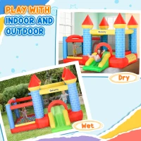 Outsunny Kids Bouncy Castle Inflatable Trampoline Slide Pool Basket for Kids Age 3-10, 3 x 2.75 x 2.1m(m-4)