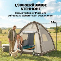 Outsunny Aufblasbares Zelt 3 Personen Schneller Aufbau Outdoor Camping Zelt mit Luftpumpe Meshfenster abnehmbar Dach(m-5)