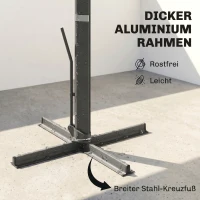 Outsunny Alu Ampelschirm 3 x 3 m 360° drehbar Sonnenschirm mit Kurbel Ständer Windschutz Hellgrau(m-7)