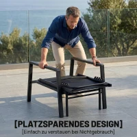 Outsunny Sonnenliege Klappbar tragbar Gartenliege mit ausziehbarer Fußstütze 5-fach Verstellbar Rückenlehne Atmungsaktiv(m-8)