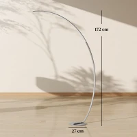 HOMCOM Lámpara de Pie Forma Arco con Brillo y Temperaturas de Color Ajustables 3000K-6500K Mando a Distancia Magnético Plata(m-3)