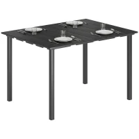 Outsunny Mesa de Comedor de Jardín para 6 Personas con Superficie de HDPE Estructura Metálica para Patio 120x90x74 cm Negro(m-10)