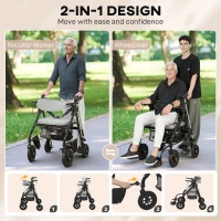 HOMCOM Rollator Walker Wheelchair, with Seat - Grey(m-4)