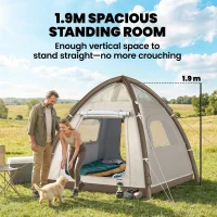 Outsunny Inflatable Camping Tent with Rainfly, 3 Man Air Tent 3000mm Waterproof Blow Up Tents, Cream(m-5)
