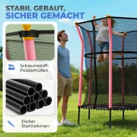 HOMCOM Trampolin für Kinder, Ø163,5 cm, mit Sicherheitsnetz, gepolstert, Stahl, belastbar bis 50 kg(m-4)
