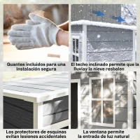 Outsunny Caseta de Jardín Exterior 151x92x193 cm con Suelo Puerta Corredera y Techo Inclinado para Almacenar Herramientas Gris(m-7)