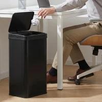 HOMCOM 40L Sensor Bin with Soft-Close Lid, Stainless Steel Automatic Touchless Motion Sensor Kitchen Bin, Black(m-9)