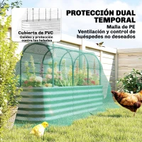 Outsunny Jardinera Exterior Grande conCubierta de Invernadero y Malla Base Abierta para Patio Terraza 200x60x103 cm Plateado(m-5)