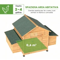PawHut Pollaio in Legno Casetta Galline Tetto Impermeabile 150x100x96.5cm Giallo(m-4)