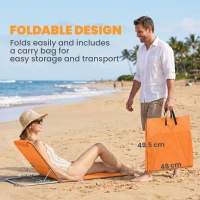 Outsunny Set of Two Metal Frame Beach Chairs, with Reclining Backs - Orange(m-7)