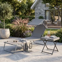 Outsunny scaun cu parasolar, 187x58x50 cm, gri(m-8)