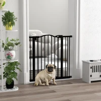 PawHut Barrera para Perros con Ancho Ajustable 74-87 cm Barrera de Seguridad para Perros con 1 Extensión Negro(m-2)
