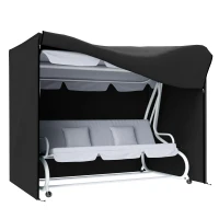 Outsunny Husă pentru Balansoar de Grădină cu 3 Locuri, Impermeabilă și Anti-UV, 220x125x172 cm, Negru(m-11)
