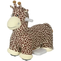 AIYAPLAY Giraffe zum Reiten, fahrendes Reitpferd in Giraffenform, Batteriebetrieb, waschbarer Bezug, Pedale, leise Räder, Musik, 1,5-5 Jahre, Braun(m-10)