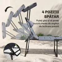 Outsunny Sezlong pliabil reglabil cu spatar cu 4 pozitii, Gri(m-4)