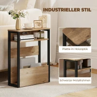 HOMCOM Mesa de apoio mesa de cabeceira com prateleira de dois níveis cantos arredondados 46l x 18P x 58,5H cm nogueira(m-4)