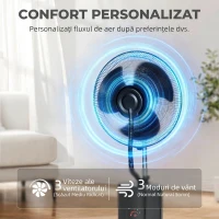 HOMCOM Ventilator de Podea 3 în 1 Oscilant cu Nebulizator de Apă, Telecomandă și Timer 9h, 45x38x130 cm, Negru(m-5)