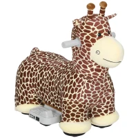 AIYAPLAY Giraffe zum Reiten, fahrendes Reitpferd in Giraffenform, Batteriebetrieb, waschbarer Bezug, Pedale, leise Räder, Musik, 1,5-5 Jahre, Braun(m-11)