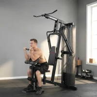 SPORTNOW Multi Gym with Adjustable Seat and Back, All in One Home Gym Machine with 45kg Weight Stack for Full Body Strength Training(m-9)