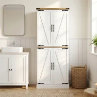 HOMCOM Credenza da Cucina Alta con 4 Porte, 3 Cassetti, 8 Portaspezie e Ripiani Regolabili, 76x40x182 cm, Bianco(m-4)