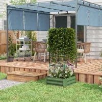 Outsunny Jardinera Exterior Grande con Enrejado y Fondo Abierto para Plantas Trepadoras 61x61x140 cm Verde(m-7)