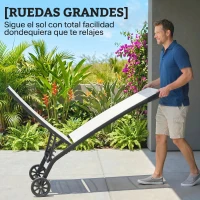 Outsunny Juego de 2 Tumbonas Reclinables de Jardín de Aluminio con Respaldo Ajustable y Ruedas 165x66x102 cm Blanco Mate(m-5)