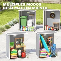 Outsunny Caseta de Jardín Exterior 151x92x193 cm con Suelo Puerta Corredera y Techo Inclinado para Almacenar Herramientas Gris(m-8)