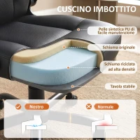 HOMCOM Sedia Ufficio Girevole, Funzione Dondolo, Braccioli Ribaltabili, Schienale Alto, Altezza Regolabile, Nero(m-5)