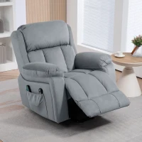 HOMCOM Sillón Levanta Personas con 8 Punto de Masaje Función de Calentamiento Mando a Distancia y Bolsillo Lateral Gris(m-8)