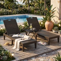Outsunny Set de 2 Șezlonguri de Grădină cu Spătar Reglabil în 4 Poziții, 56x187x28 cm, Negru(m-10)