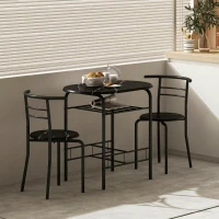 HOMCOM Set de Mesa Moderna con 2 Sillas para Comedor, Set 3 Piezas Muebles Ahorraespacio para Cocina, Balcón, Restaurante o Bar, Marrón y Negro(m-4)