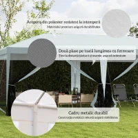 Outsunny Pavilion de Grădină pentru Petreceri cu 6 Pereți Detasabili cu Plase de Țânțari, 582x295x255cm, Alb(m-7)