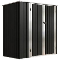 Outsunny Cobertizo de Jardín Exterior Metálico 1,37 m² 163x89x163 cm con Techo Inclinado, Puertas con Pestillo y Guantes Gris