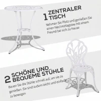 Outsunny Set de Grădină 3 Piese din Aluminiu cu 2 Scaune 42,5x47,5x89 cm și Masă Rotundă Ø60x67 cm, Alb(m-4)