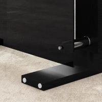 HOMCOM Tavolino da Caffè Moderno a 2 Livelli in Legno e Acciaio con Piano in Vetro Temperato, 90x50x42 cm, Nero(m-9)