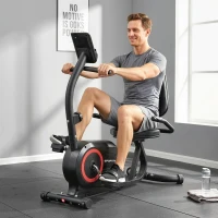 SPORTNOW Liegeergometer für Zuhause mit 8 verstellbar Widerstandsstufe Magnetbremse APP Pulssensor LCD-Display Fußriemen(m-9)