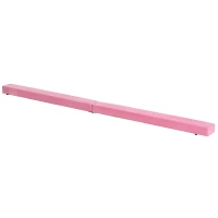 HOMCOM Faltbarer Schwebebalken, rutschfest, Wildlederbezug, robustes Holz, 210 x 10 x 6,5 cm, Rosa(m-11)
