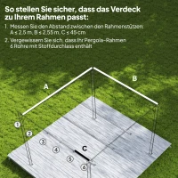 Outsunny Ersatzdach für 3 x 3 m Pergola, einziehbar, mit Regenabflusslöchern, wetterfest, Polyester, 250 x 255 cm Cremeweiß(m-4)