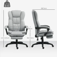 Vinsetto Silla de Oficina con 6 Puntos de Masaje Vibratorio con Altura Ajustable Respaldo Reclinable y Reposapiés Retráctil Gris(m-3)