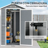 Outsunny Cobertizo de Jardín Exterior 2,1 m² 131x186x198 cm Caseta de Jardín con Suelo Ventana y Puerta con Cerradura Gris(m-6)