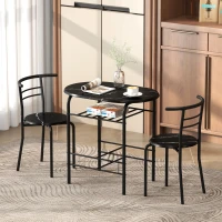 HOMCOM Set de Mesa Moderna con 2 Sillas para Comedor, Set 3 Piezas Muebles Ahorraespacio para Cocina, Balcón, Restaurante o Bar, Marrón y Negro(m-2)