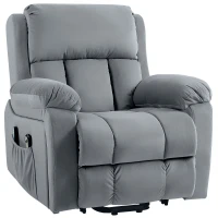HOMCOM Sillón Levanta Personas con 8 Punto de Masaje Función de Calentamiento Mando a Distancia y Bolsillo Lateral Gris(m-11)