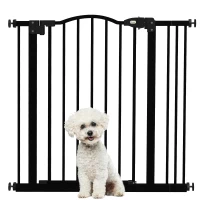 PawHut Barrera para Perros con Ancho Ajustable 74-87 cm Barrera de Seguridad para Perros con 1 Extensión Negro(m-10)